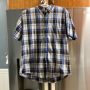 Gap black and blue button up shirt